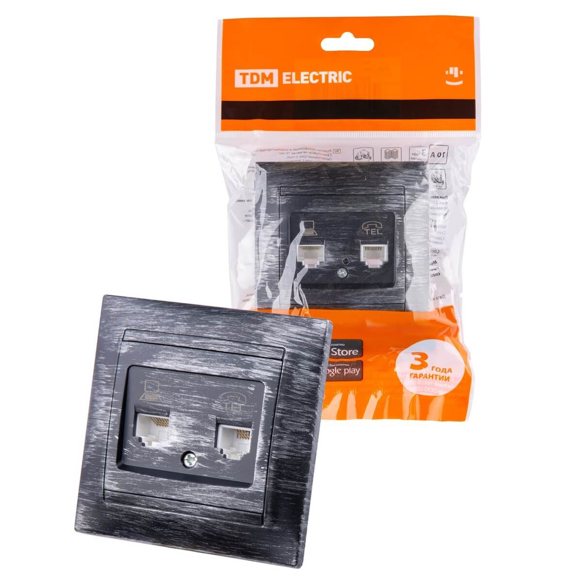 

Розетка компьютерная RJ45/телефонная RJ11 TDM Electric Лама старинное серебро SQ1815-0660, Античное серебро, SQ1815-0660 Лама