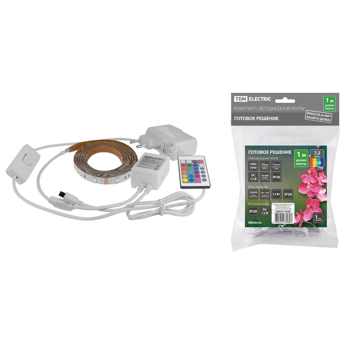 Светодиодные ленты Светодиодная лента TDM Electric 7,2W/m 30LED/m 5050SMD разноцветный 5M SQ0331-0228