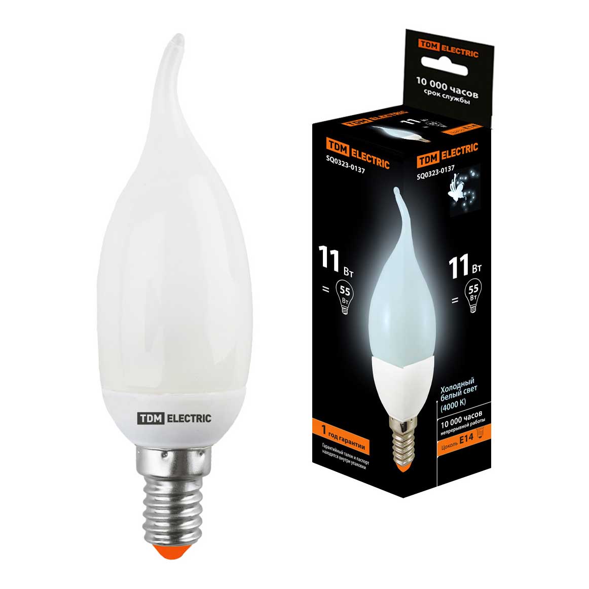 

Лампа энергосберегающая TDM Electric Е14 11W 4000K матовая SQ0323-0137, Матовый, SQ0323-0137 Энергосберегающая Свеча на ветру