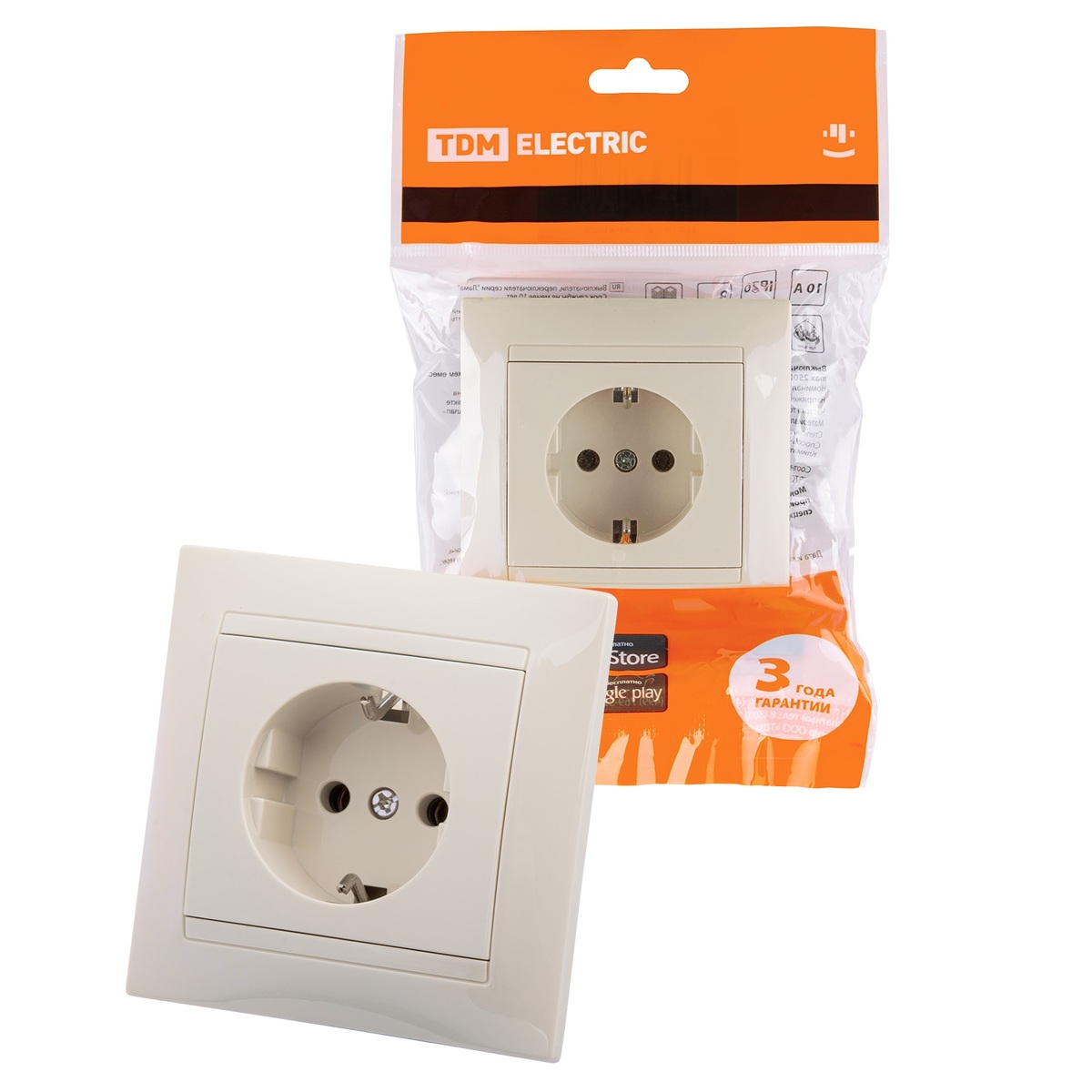 

Розетка 2P+PE TDM Electric Лама слоновая кость SQ1815-0123, SQ1815-0123 Лама