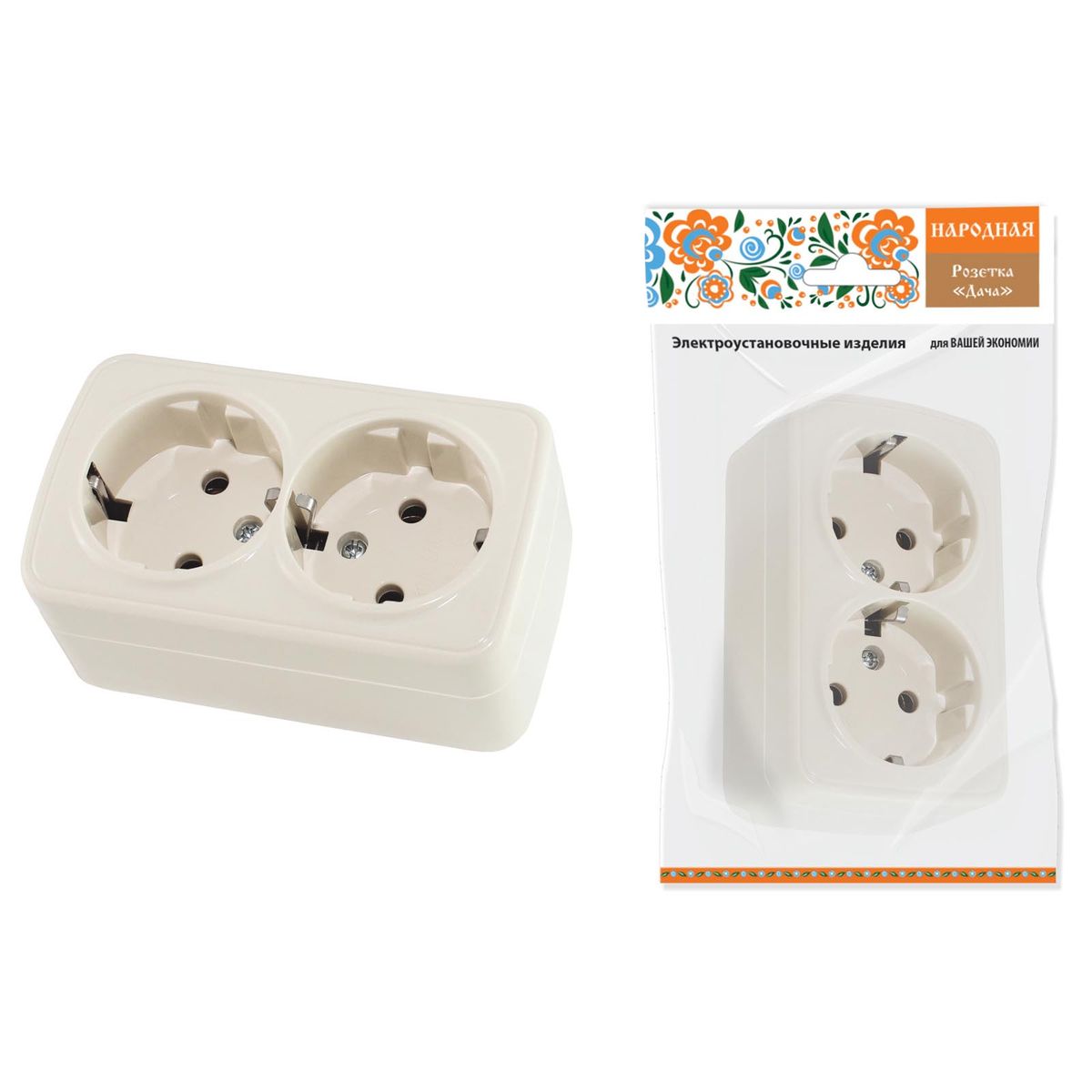 

Розетка двойная 2P+PE TDM Electric Дача слоновая кость SQ1824-0023, SQ1824-0023 Дача