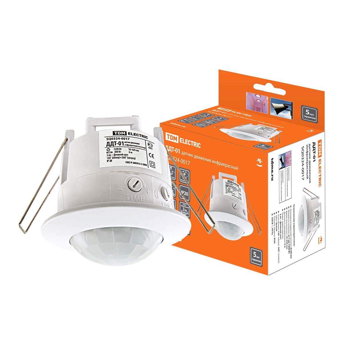 

Датчик движения инфракрасный TDM Electric ДДТ-01 SQ0324-0017, Белый, SQ0324-0017 ДДТ