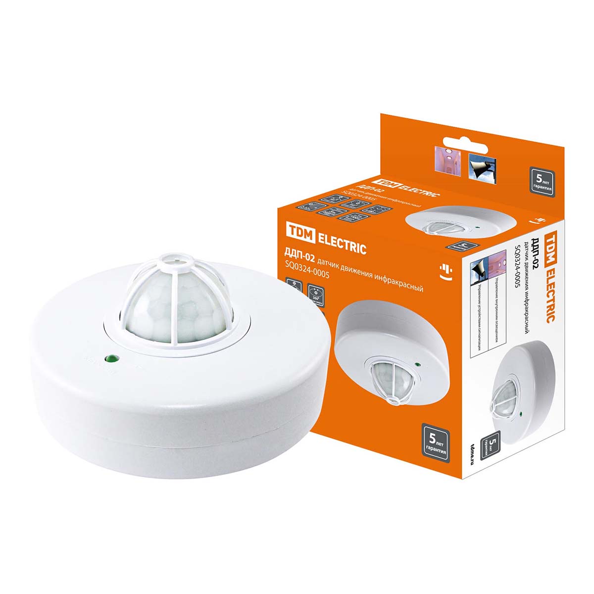 

Датчик движения инфракрасный TDM Electric ДДП-02 SQ0324-0005, Белый, SQ0324-0005 ДДП