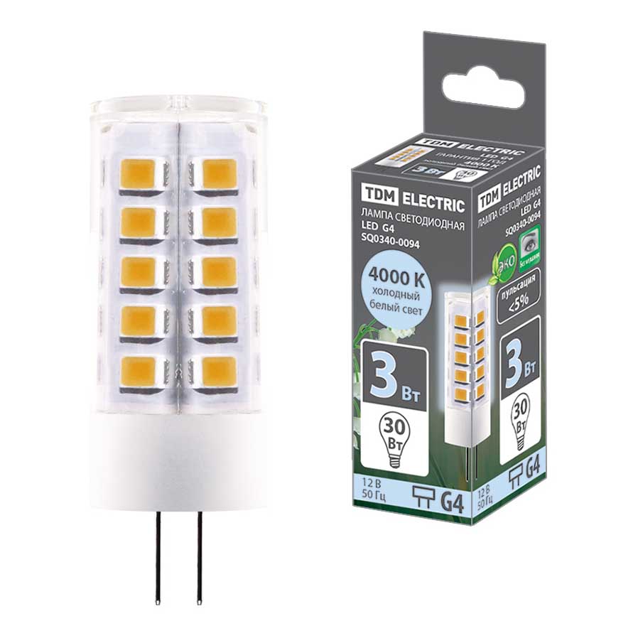 

Лампа светодиодная TDM Electric G4 3W 4000K прозрачная SQ0340-0094, Прозрачный, SQ0340-0094 Светодиодные G4