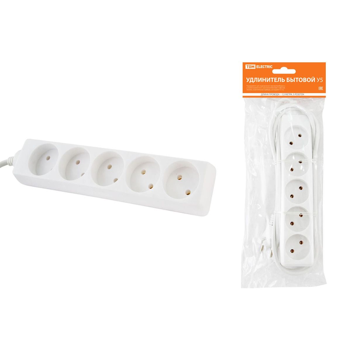 

Удлинитель TDM Electric У5 5гн 1,5м б/з SQ1303-0220, Белый, SQ1303-0220 У5