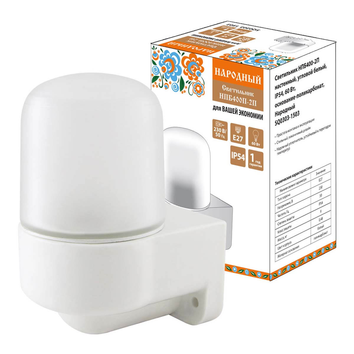 

Бра TDM Electric Народное НПБ400-2П SQ0303-1503, Белый, SQ0303-1503 НПБ400П