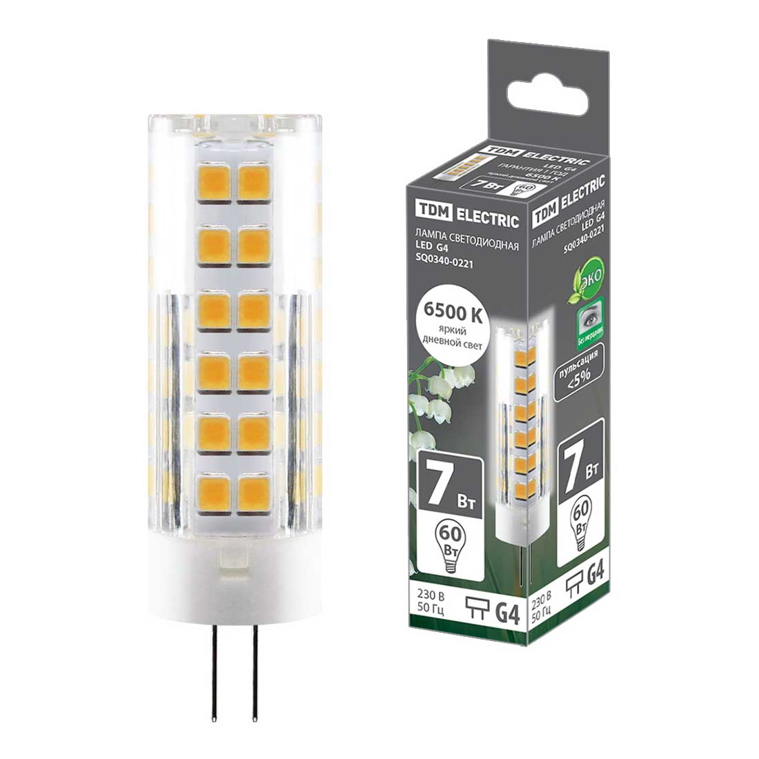 

Лампа светодиодная TDM Electric G4 7W 6500K прозрачная SQ0340-0221, Прозрачный, SQ0340-0221 Светодиодные G4