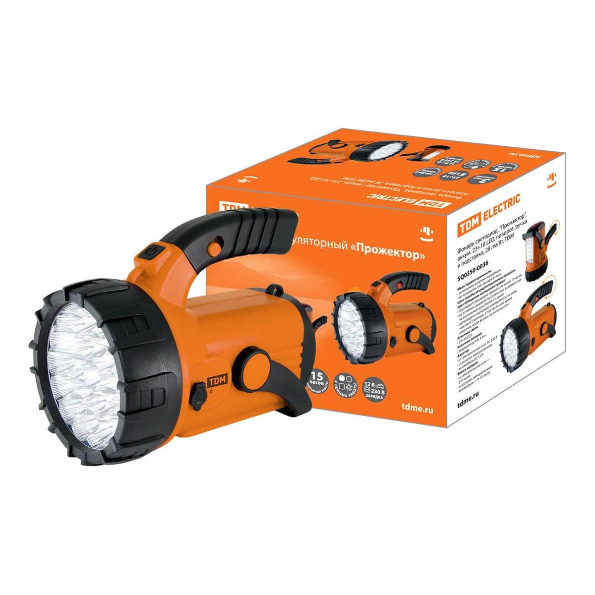 

Переносной светодиодный фонарьTDM Electric Прожектор аккумуляторный 195х160 135 лм SQ0350-0036, Оранжевый, SQ0350-0036 Прожектор