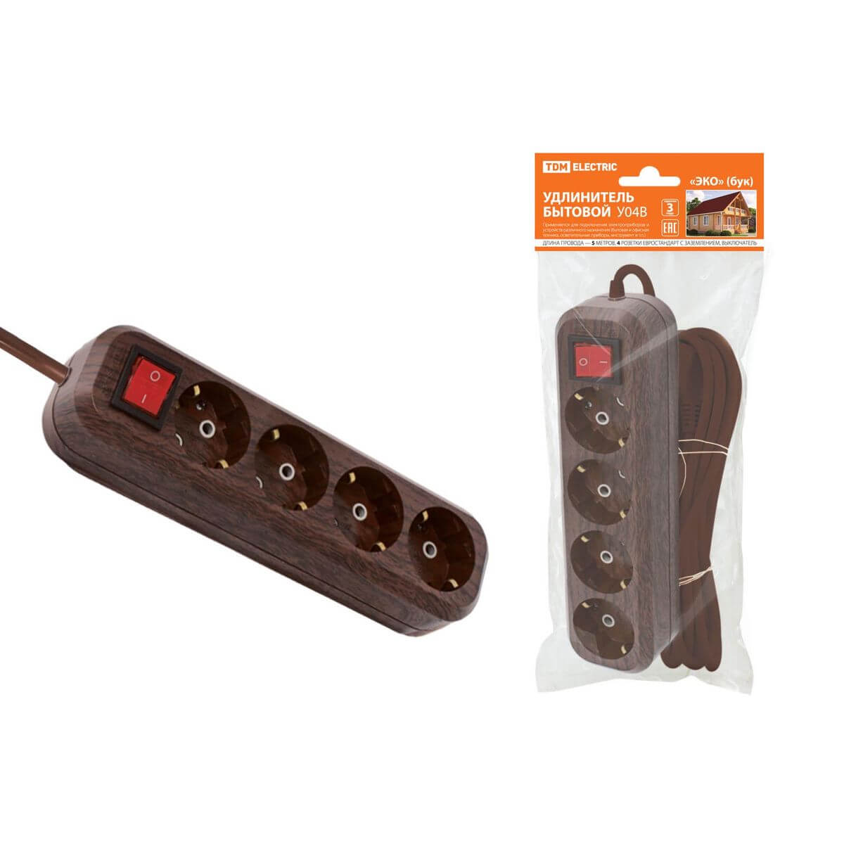 

Удлинитель TDM Electric У04В 4гн 5м с/з SQ1303-3112, Дерево, SQ1303-3112 У04В