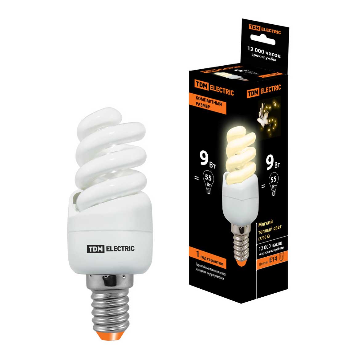 Энергосберегающие Лампа энергосберегающая TDM Electric Е14 9W 2700K матовая SQ0323-0170