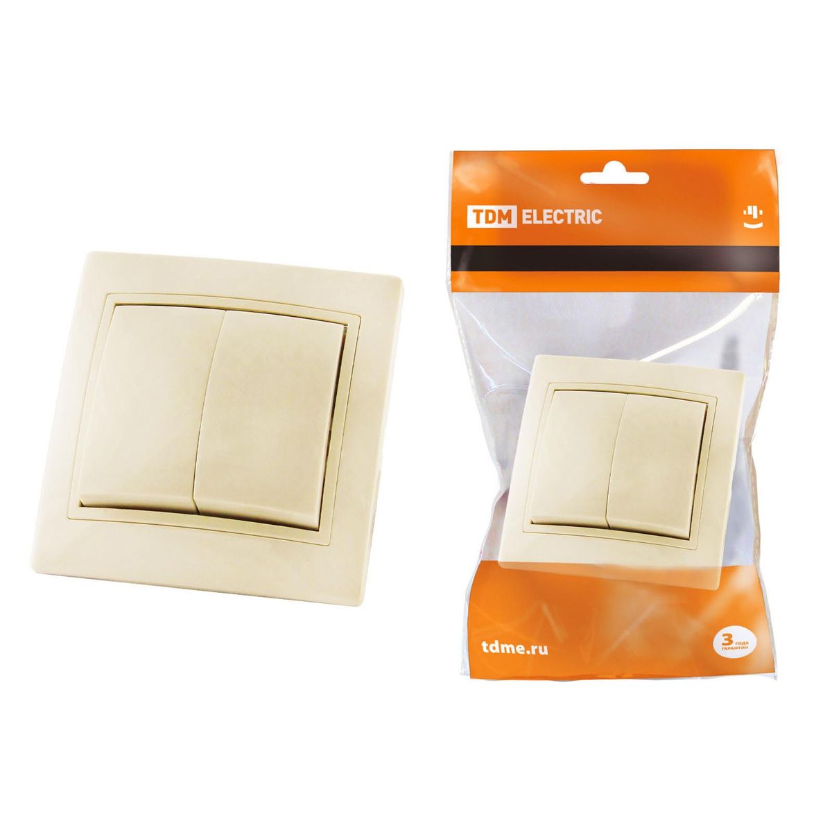 

Выключатель двухклавишный TDM Electric Таймыр 10А 250V слоновая кость SQ1814-0102, SQ1814-0102 Таймыр
