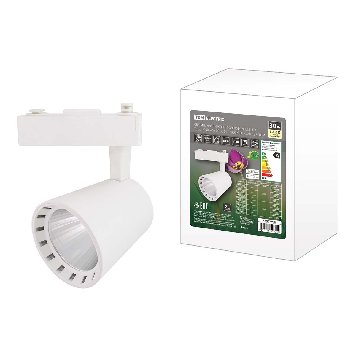 

Трековый светодиодный светильник TDM Electric TRL-01-030-WW SQ0369-0006, Белый, SQ0369-0006 LED TRL