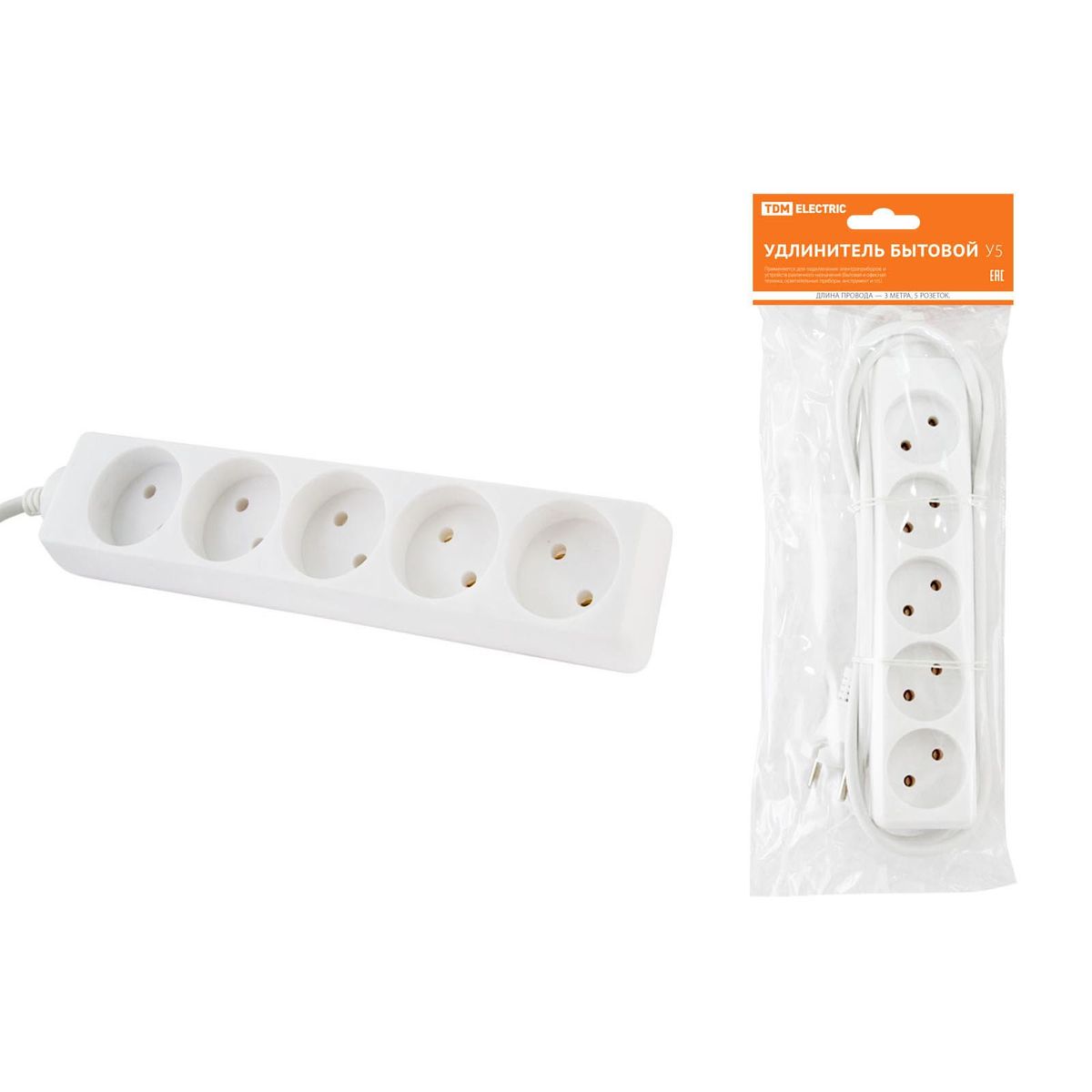 

Удлинитель TDM Electric У5 5гн 3м б/з SQ1303-0221, Белый, SQ1303-0221 У5
