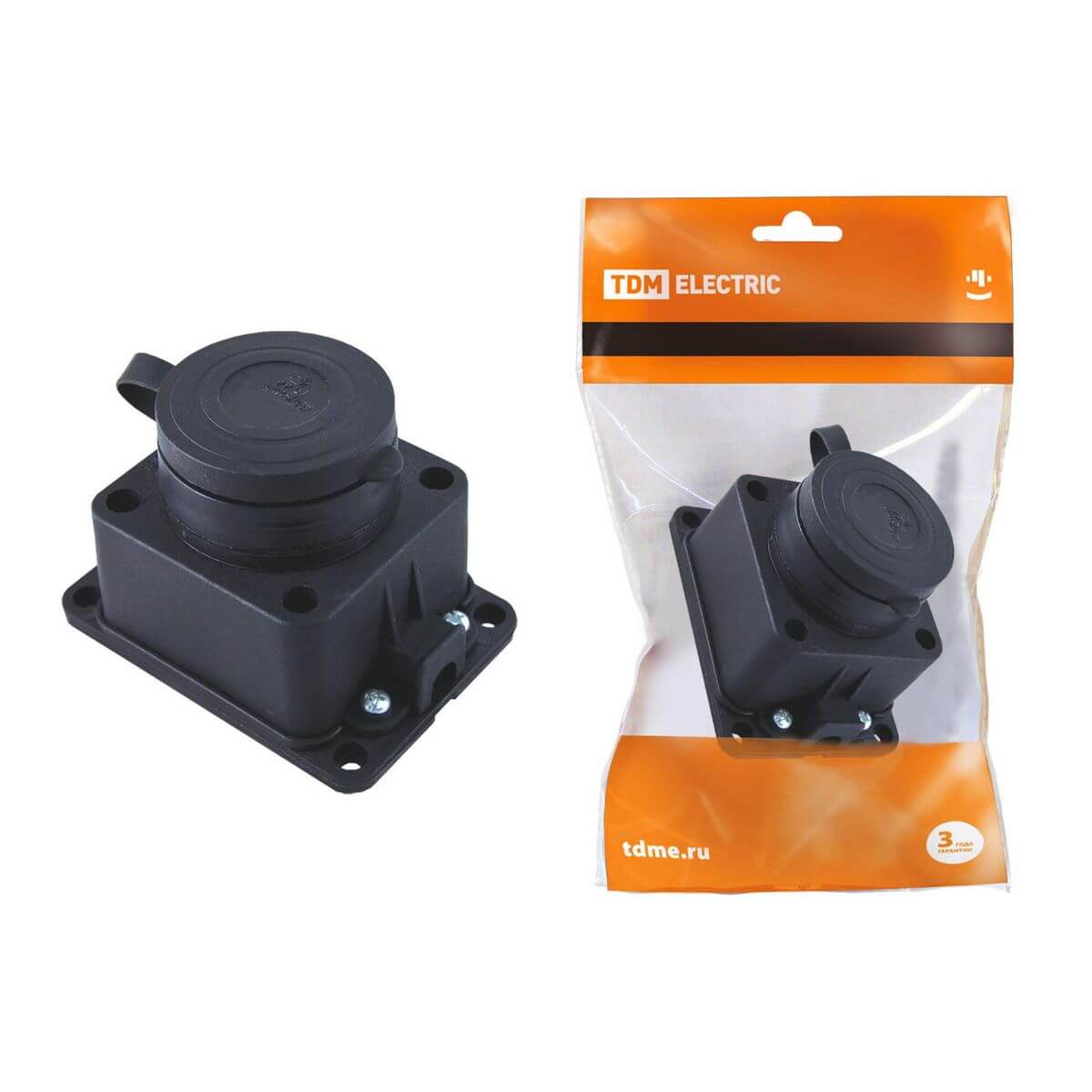 

Розетка 2P+PE TDM Electric с заглушкой SQ0612-0003, Черный, SQ0612-0003
