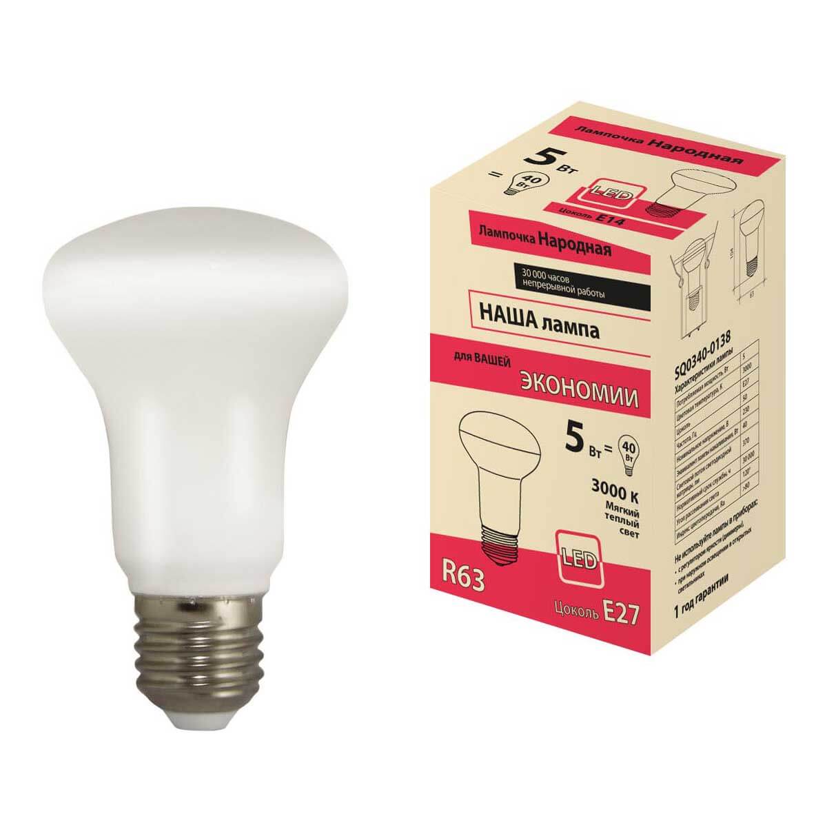 

Лампа светодиодная TDM Electric Народная E27 5W 3000K матовая SQ0340-0138, Матовый, SQ0340-0138 Народная