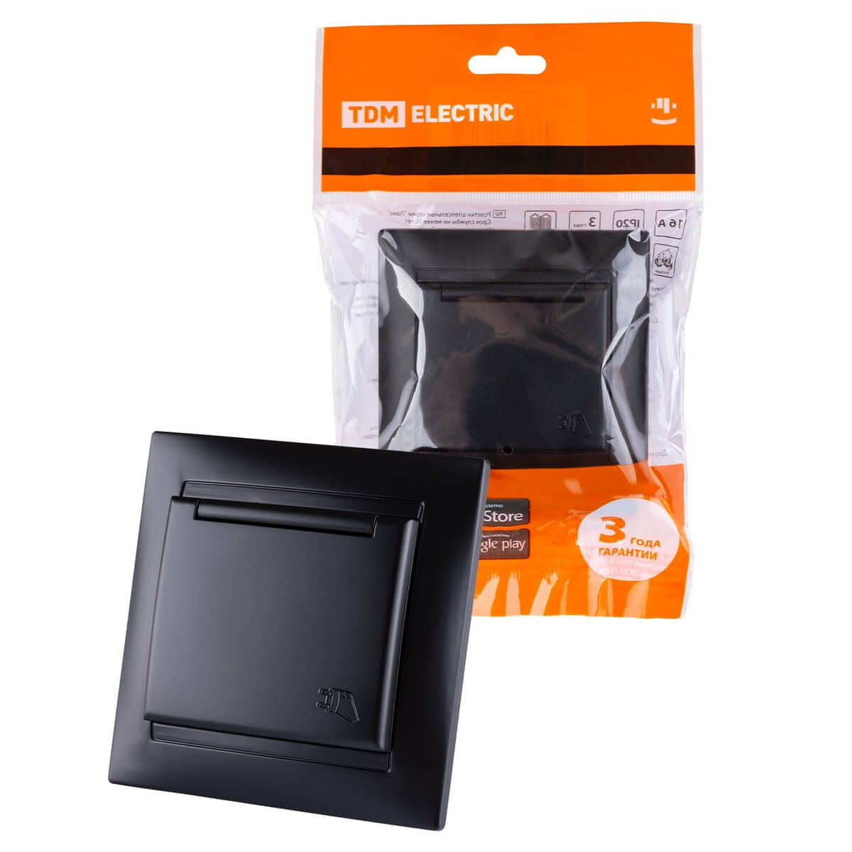 

Розетка 2P+PE TDM Electric Лама со шторками крышкой графит SQ1815-0614, SQ1815-0614 Лама