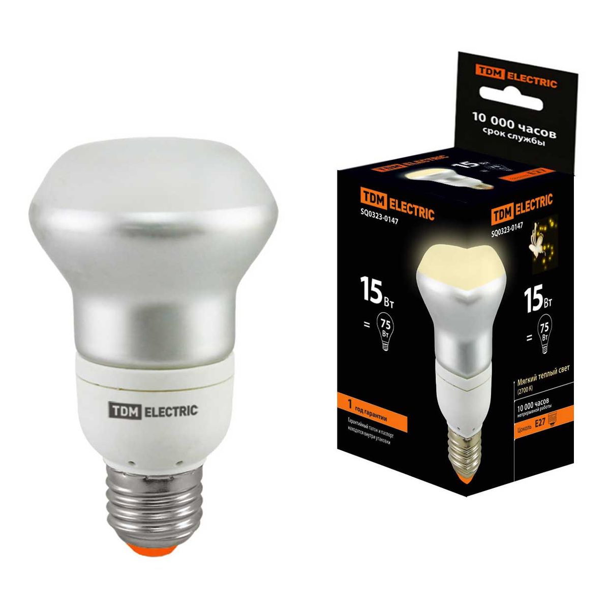 

Лампа энергосберегающая TDM Electric E27 15W 2700K белая SQ0323-0147, Белый, SQ0323-0147 Энергосберегающая Рефлектор