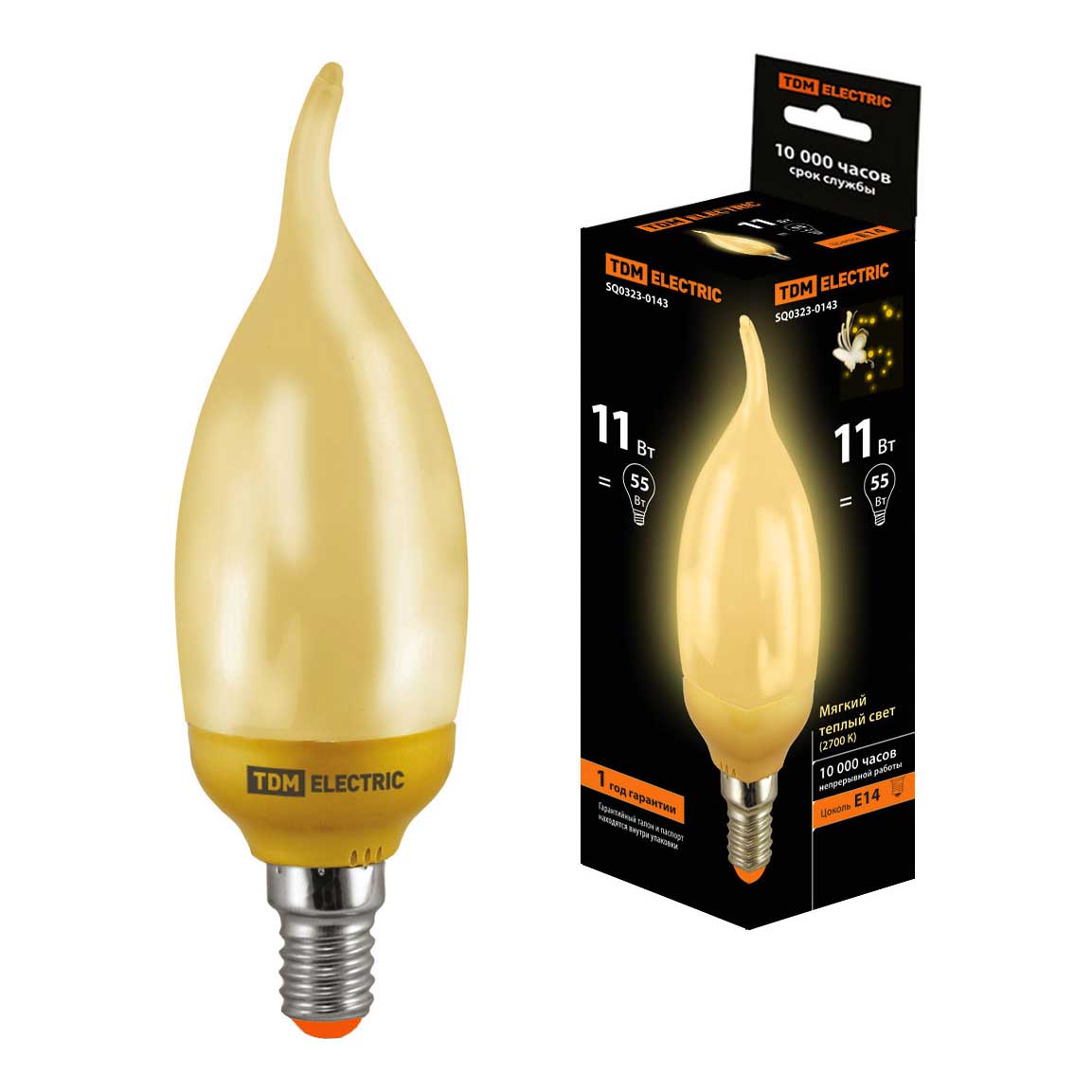 

Лампа энергосберегающая TDM Electric Е14 11W 2700K янтарная SQ0323-0143, Янтарный, SQ0323-0143 Энергосберегающая Свеча на ветру