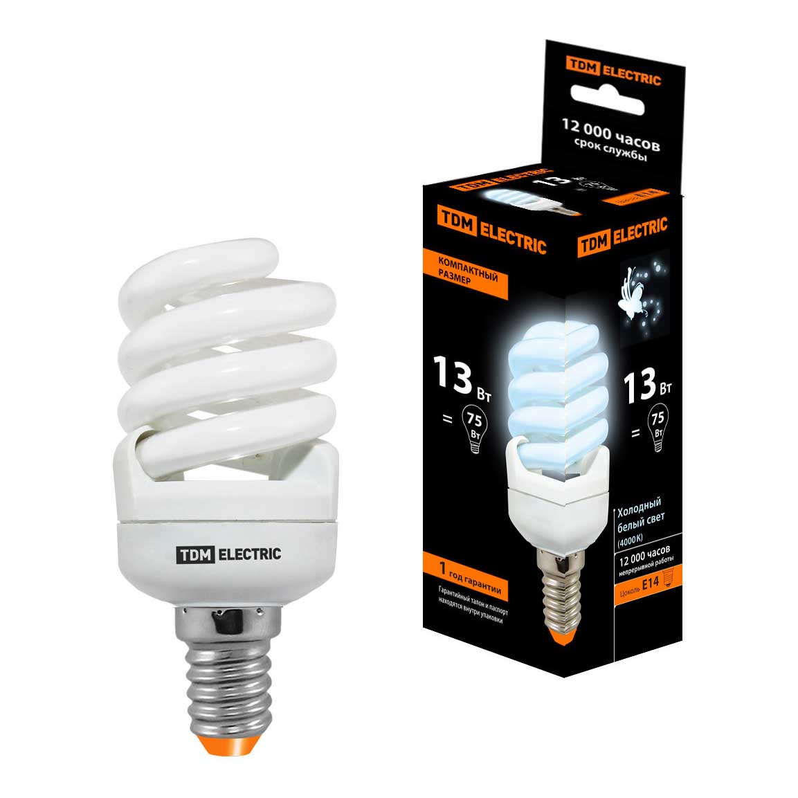 

Лампа энергосберегающая TDM Electric Е14 13W 4000K матовая SQ0323-0180, Матовый, SQ0323-0180 Энергосберегающая FST2 компакт