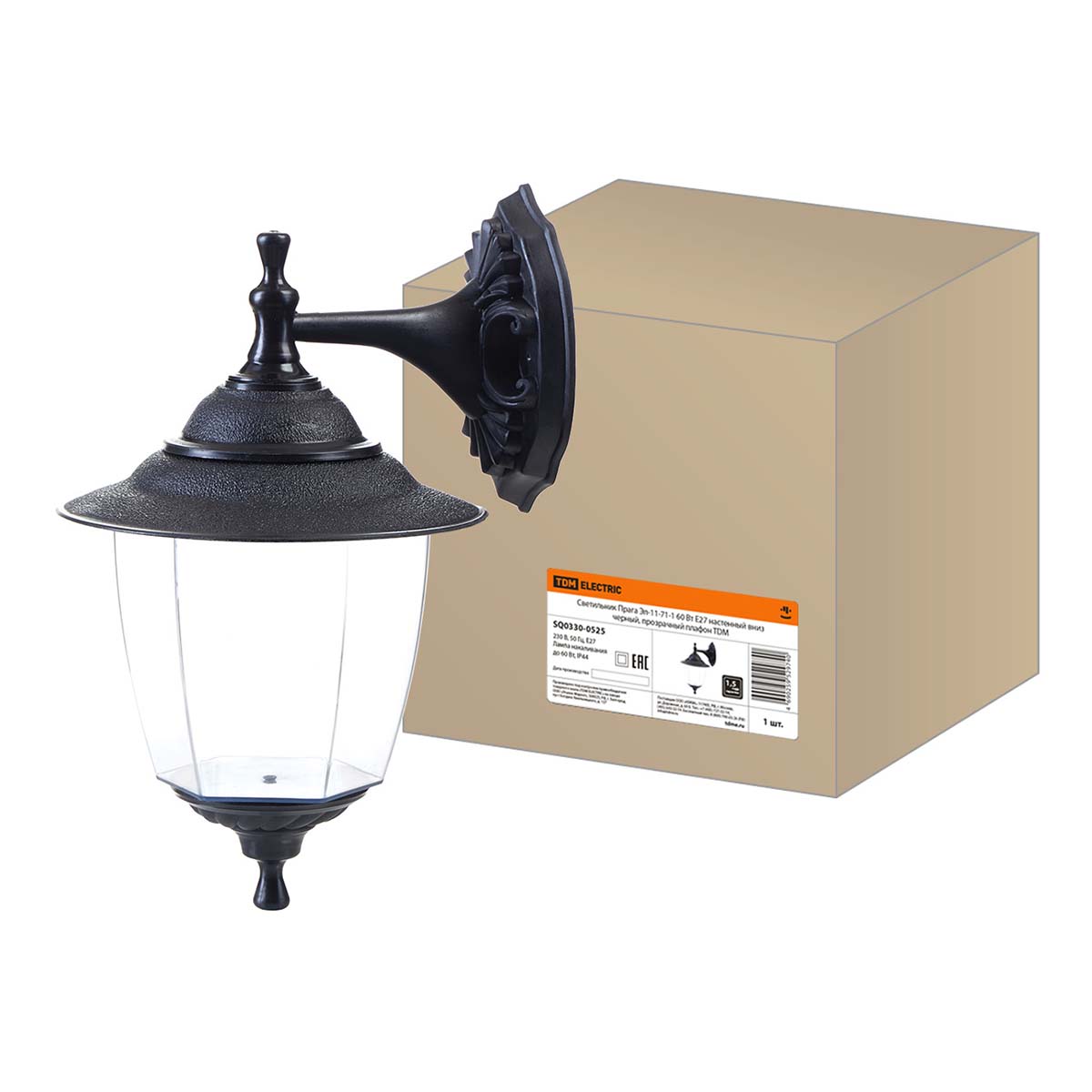 

Уличный настенный светильник TDM Electric Прага Эл-11-71-1 SQ0330-0525, Черный, SQ0330-0525 Прага прозрачный