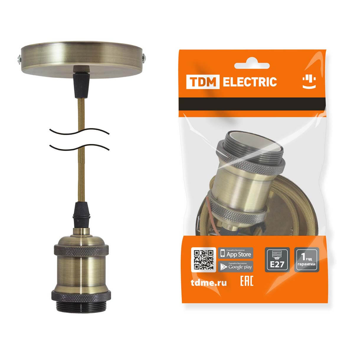 

Патрон с кабелем TDM Electric Лофт SQ0335-0071, Бронза, SQ0335-0071 Патрон с кабелем Лофт