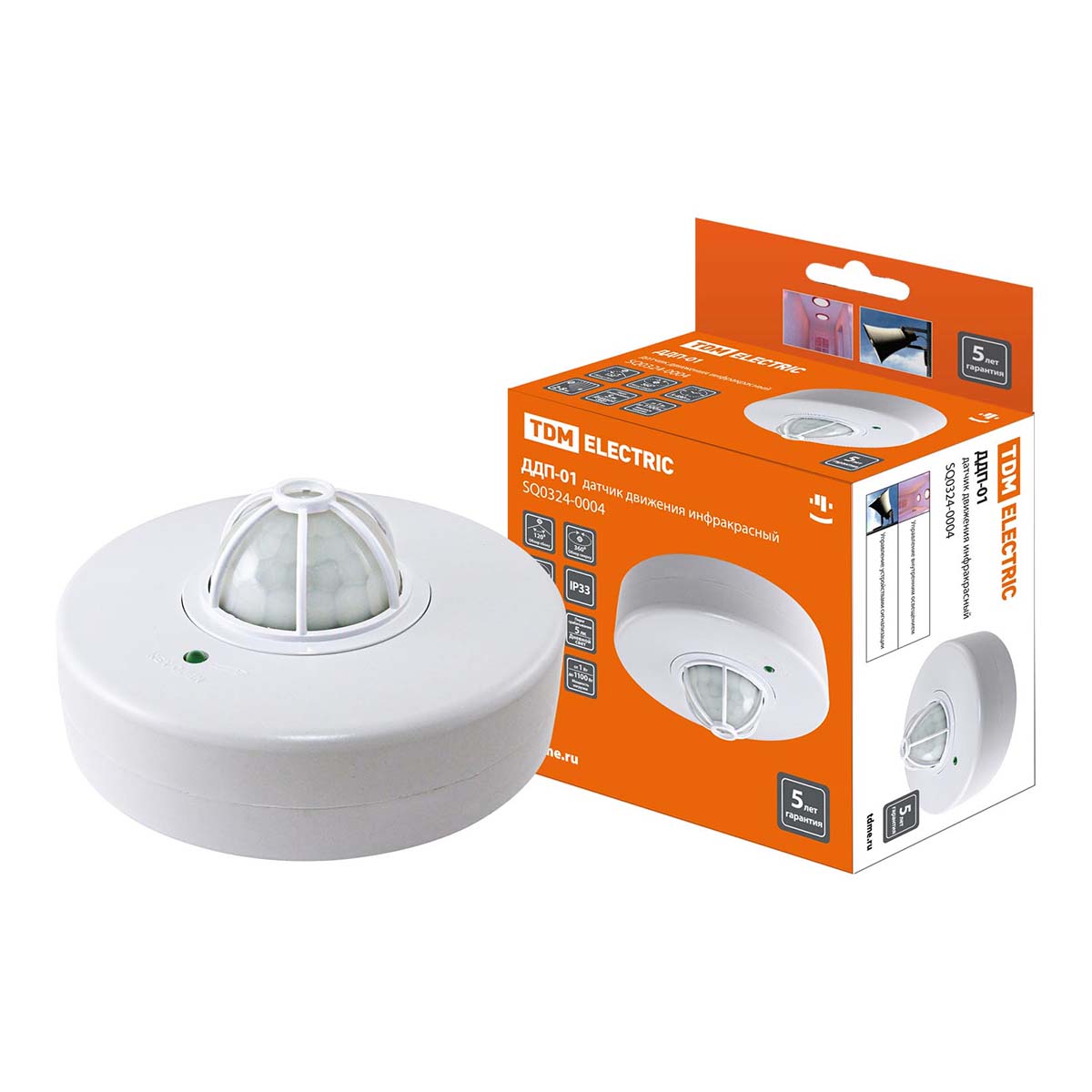 

Датчик движения инфракрасный TDM Electric ДДП-01 SQ0324-0004, Белый, SQ0324-0004 ДДП