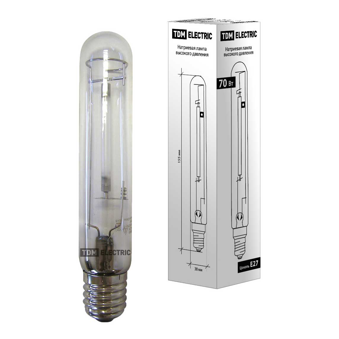 

Лампа натриевая высокого давления TDM Electric E27 70W 2100K прозрачная SQ0325-0001, Прозрачный, SQ0325-0001 ДНаТ