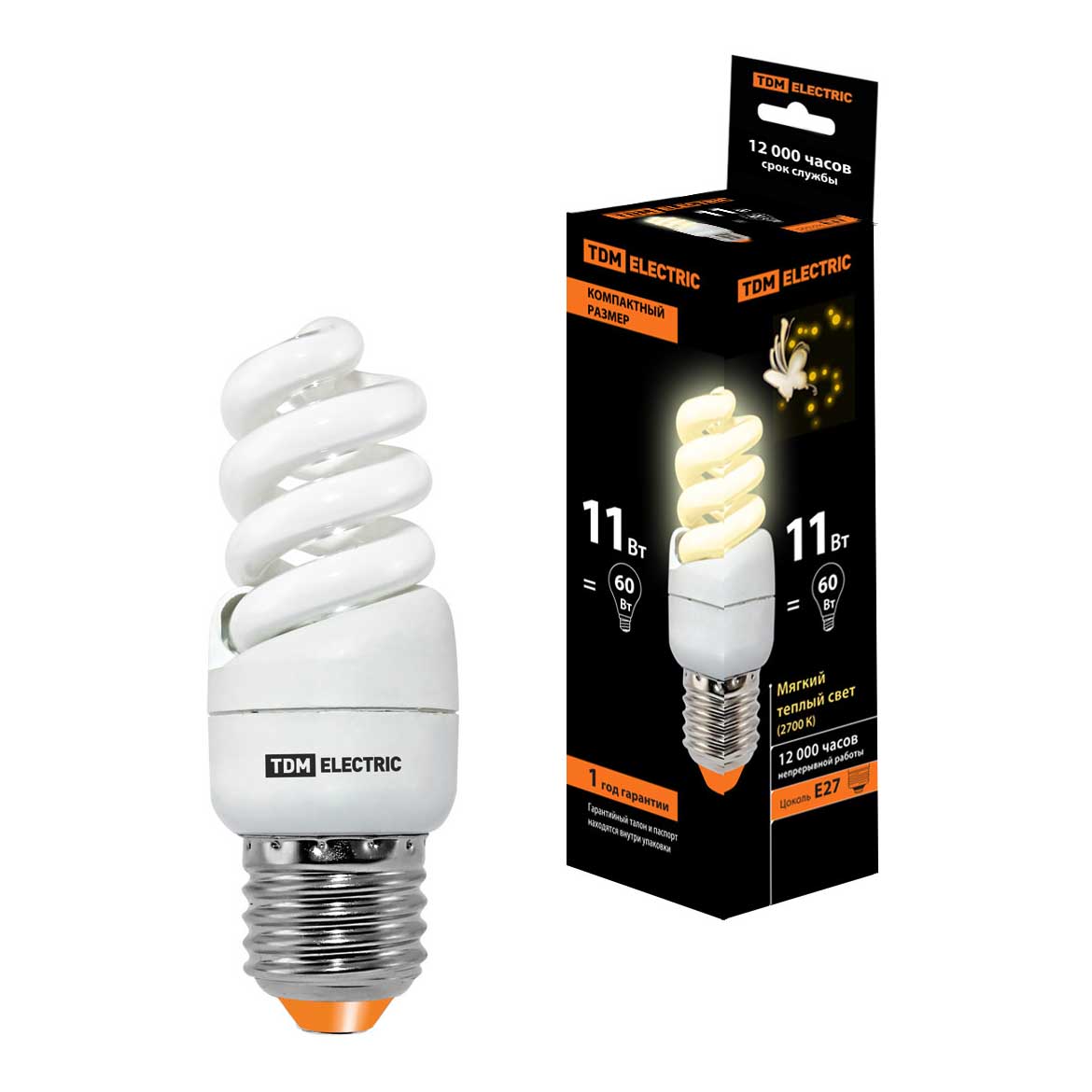 

Лампа энергосберегающая TDM Electric E27 11W 2700K матовая SQ0323-0175, Матовый, SQ0323-0175 Энергосберегающая FST2 компакт