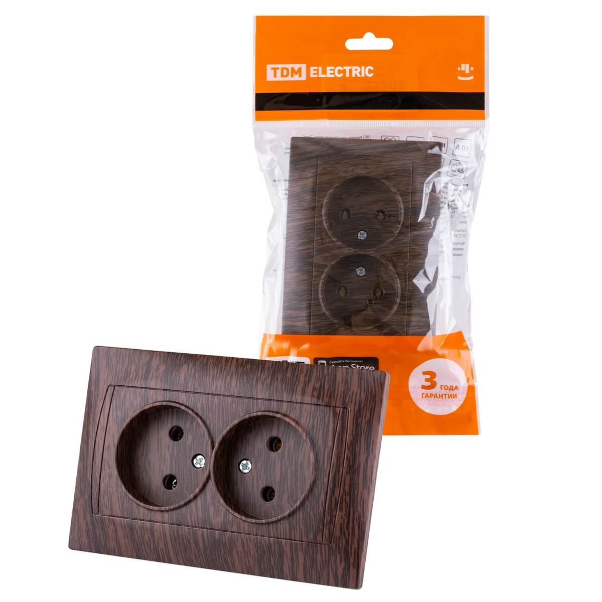  Розетка двойная 2P TDM Electric Лама венге SQ1815-0424