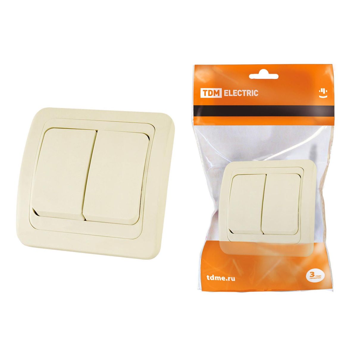 

Выключатель двухклавишный TDM Electric Валдай 10А 250V слоновая кость SQ1804-0102, SQ1804-0102 Валдай
