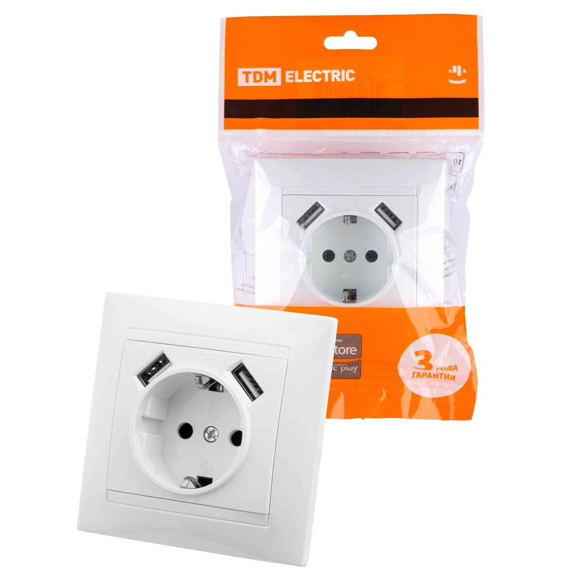 

Розетка 2P+PE/2хUSB TDM Electric Лама белая SQ1815-0042, Белый, SQ1815-0042 Лама