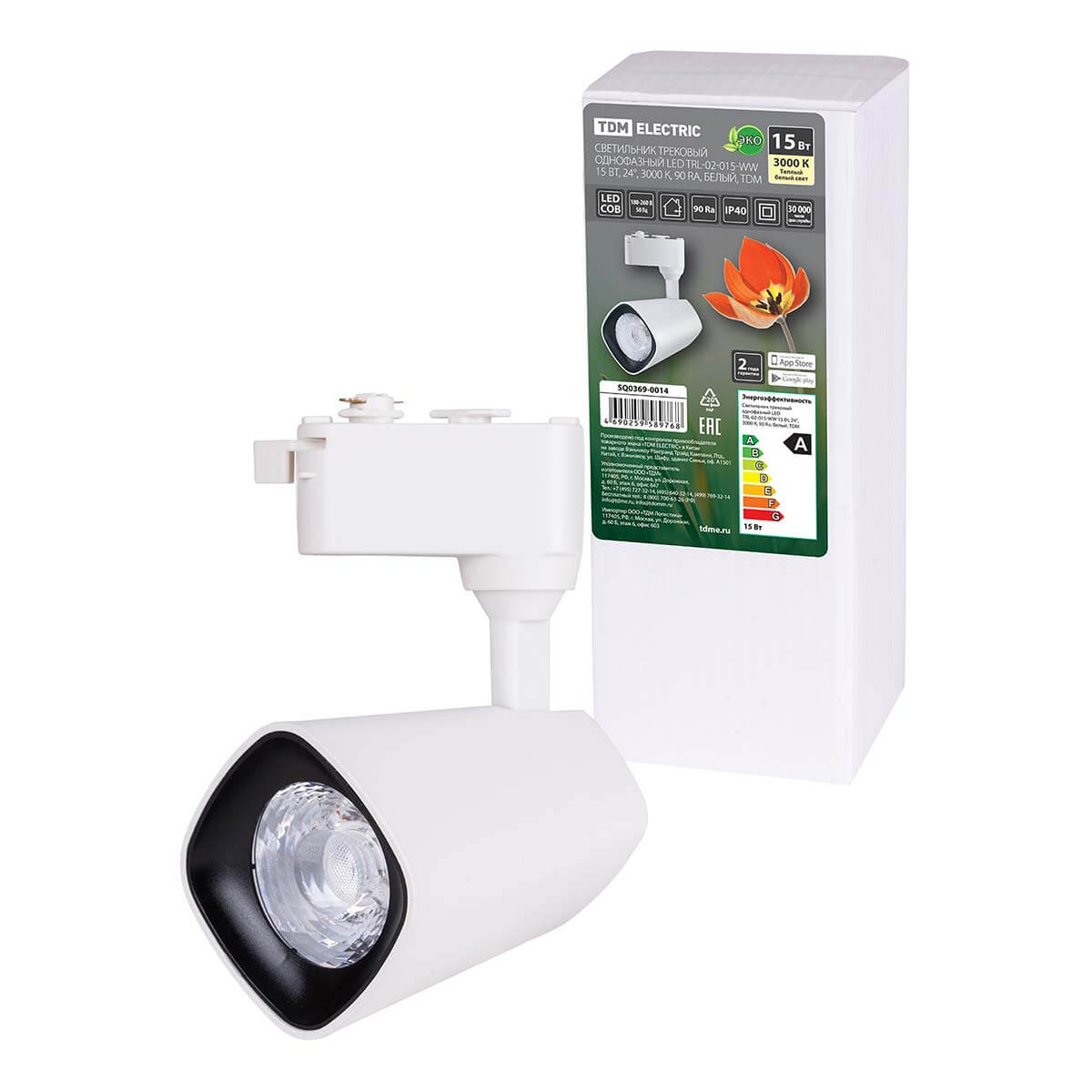

Трековый светодиодный светильник TDM Electric TRL-02-015-WW SQ0369-0014, Белый, SQ0369-0014 LED TRL