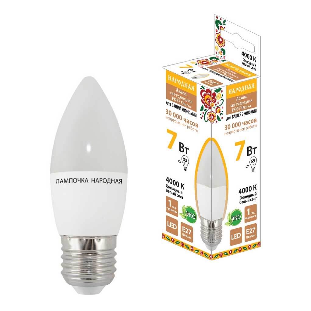 

Лампа светодиодная TDM Electric Народная E27 7W 4000K матовая SQ0340-1543, Матовый, SQ0340-1543 Народная