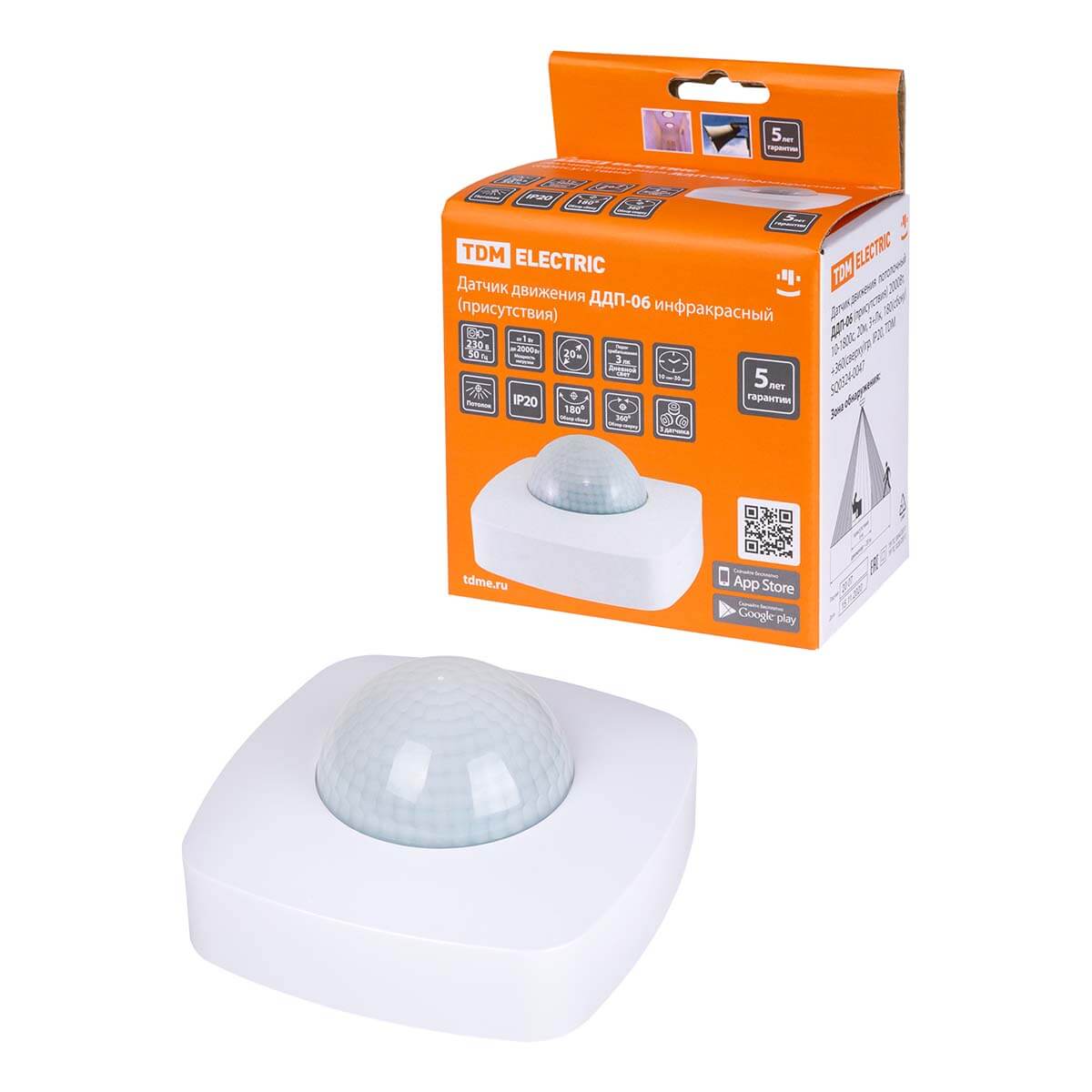 

Датчик движения инфракрасный TDM Electric ДДП-06 SQ0324-0047, Белый, SQ0324-0047 ДДП