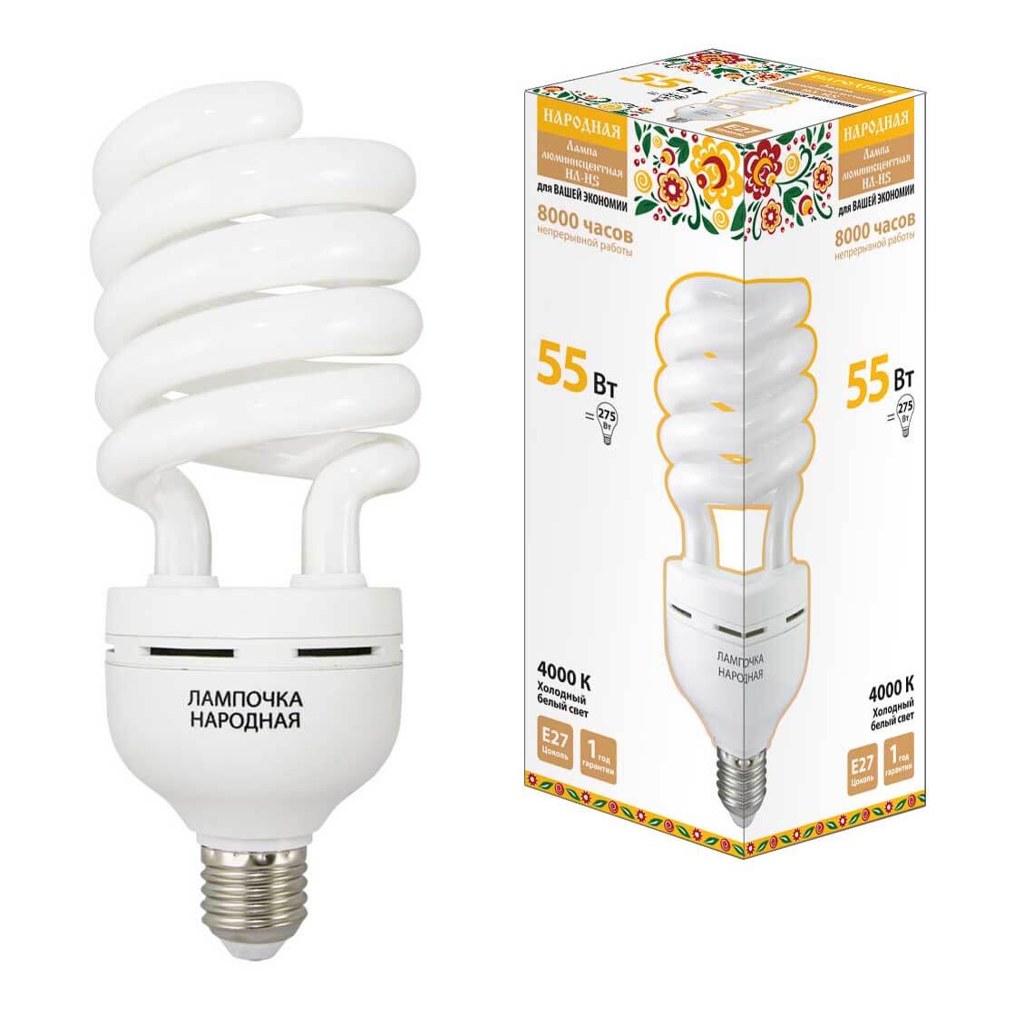

Лампа люминесцентная TDM Electric Народная E27 55W 4000K матовая SQ0347-0038, Матовый, SQ0347-0038 Народная