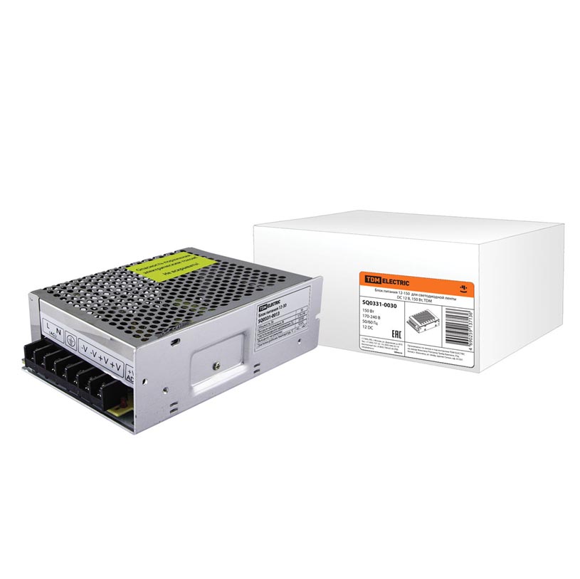 

Блок питания TDM Electric 12V 150W IP20 12,5A SQ0331-0030, Серый, SQ0331-0030 Блок питания IP20