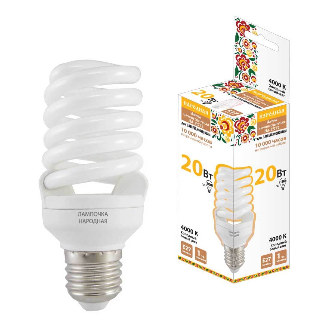 Люминесцентные Лампа люминесцентная TDM Electric Народная E27 20W 4000K матовая SQ0347-0011