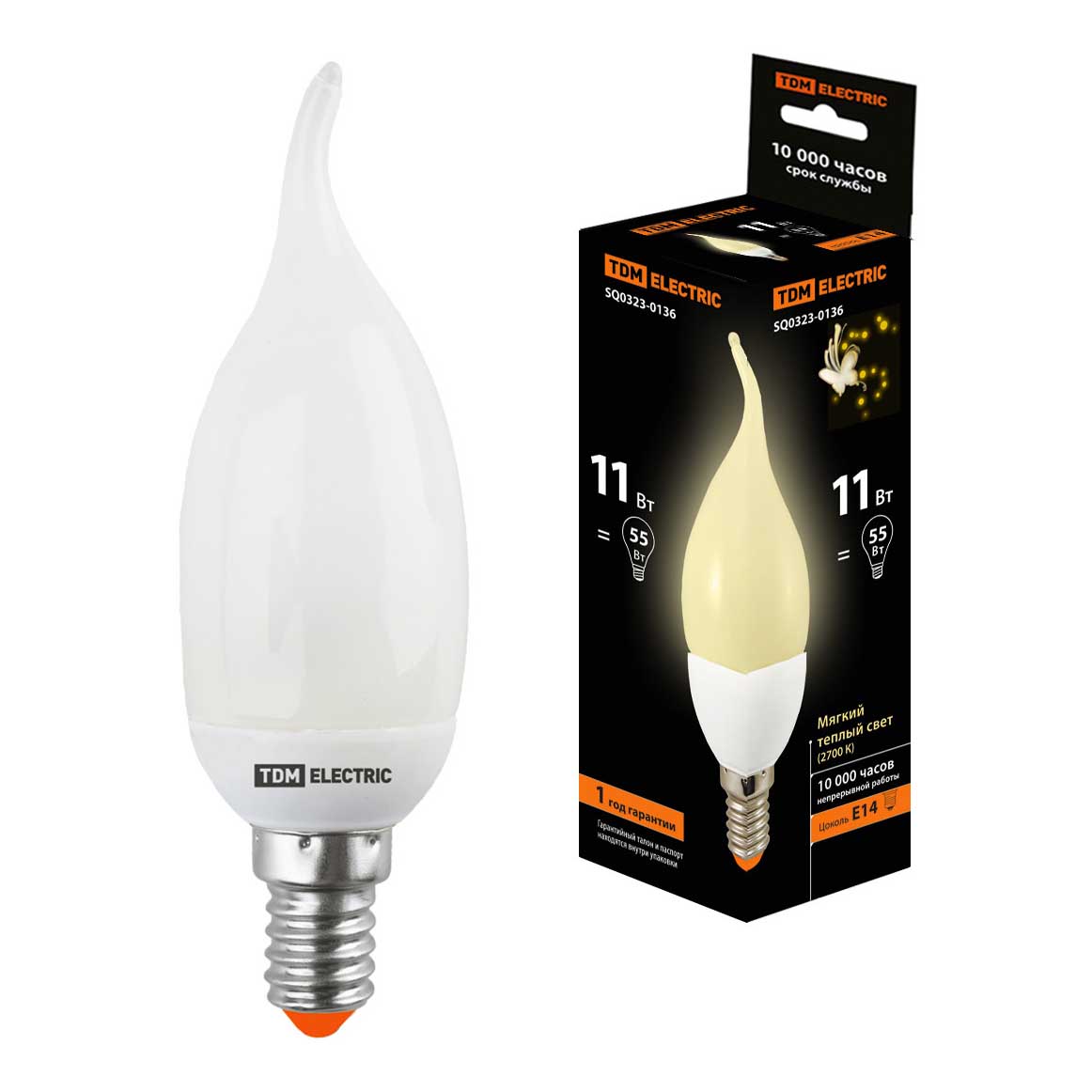 

Лампа энергосберегающая TDM Electric Е14 11W 2700K матовая SQ0323-0136, Матовый, SQ0323-0136 Энергосберегающая Свеча на ветру