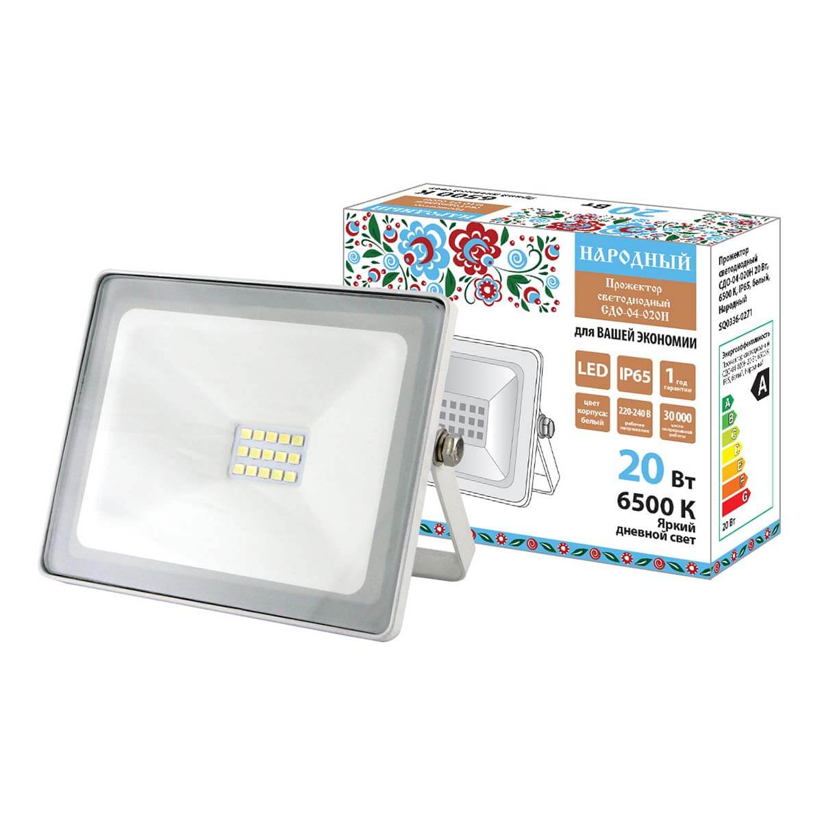 

Прожектор светодиодный TDM Electric Народный СДО-04-020Н 20W 6500K SQ0336-0271, Белый, SQ0336-0271 СДО-04Н Народный