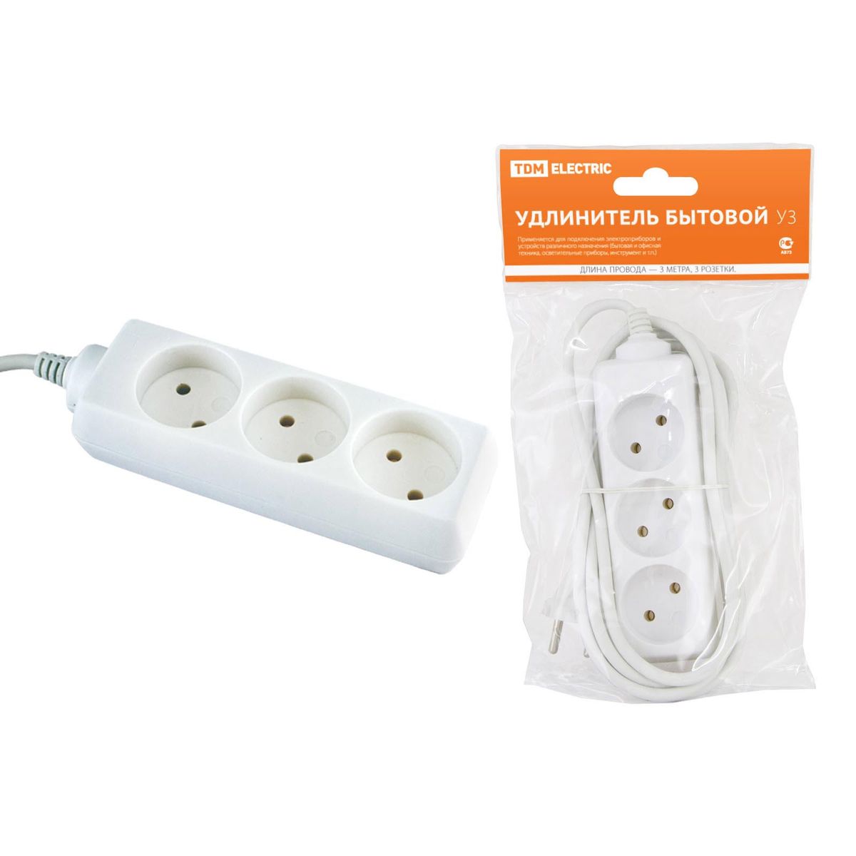 

Удлинитель TDM Electric У3 3гн 3м б/з SQ1303-0201, Белый, SQ1303-0201 У3