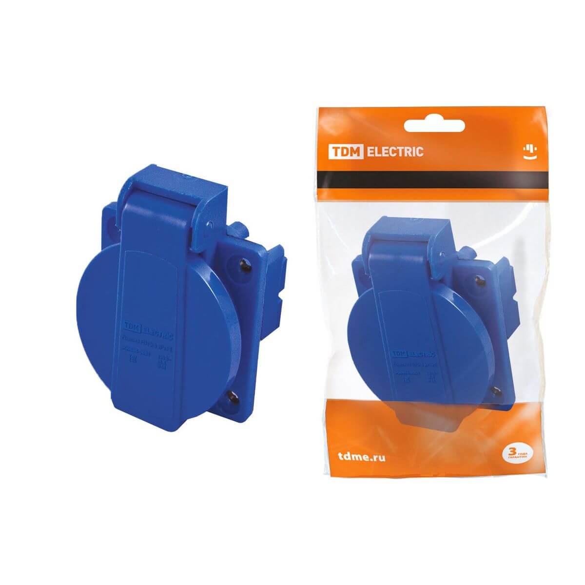 

Розетка 2P+PE TDM Electric с крышкой SQ0606-0001, Синий, SQ0606-0001