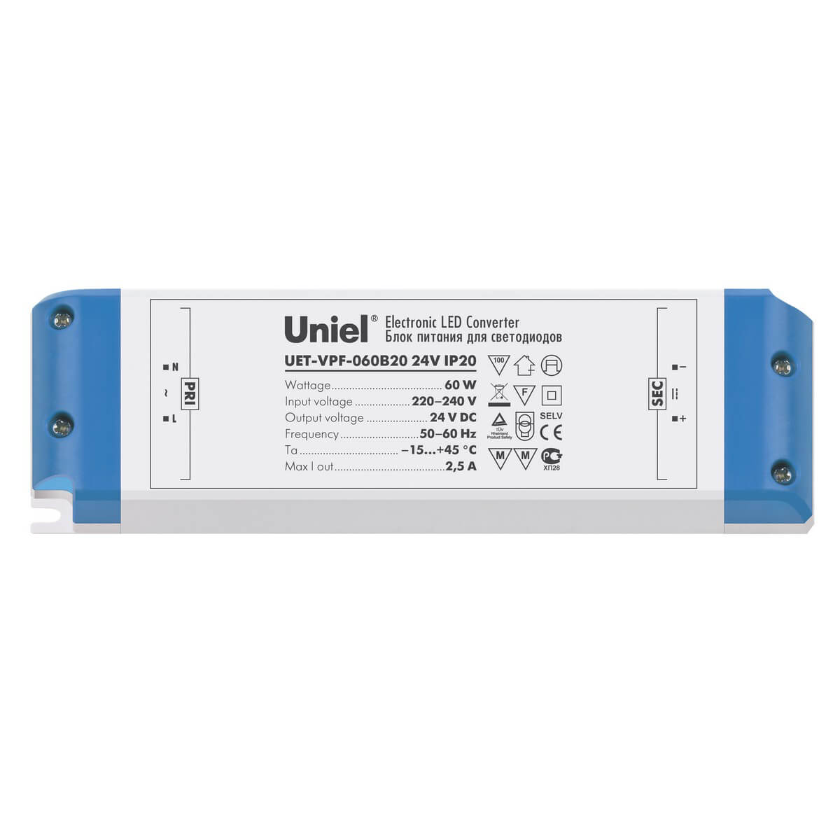 

Блок питания Uniel, Белый, UET-VPF-060B20 UET-VPF