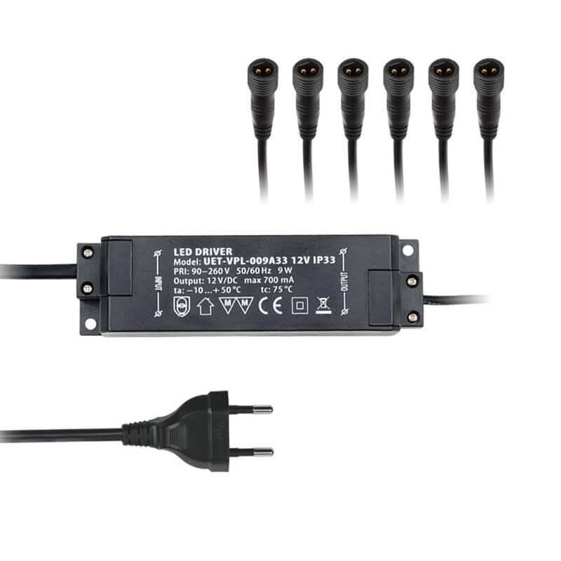 

Блок питания для светодиодов Uniel 12V 9W IP33 0,7A UET-VPL-009А33 08939, Черный, UET-VPL-009А33 UET-VPL