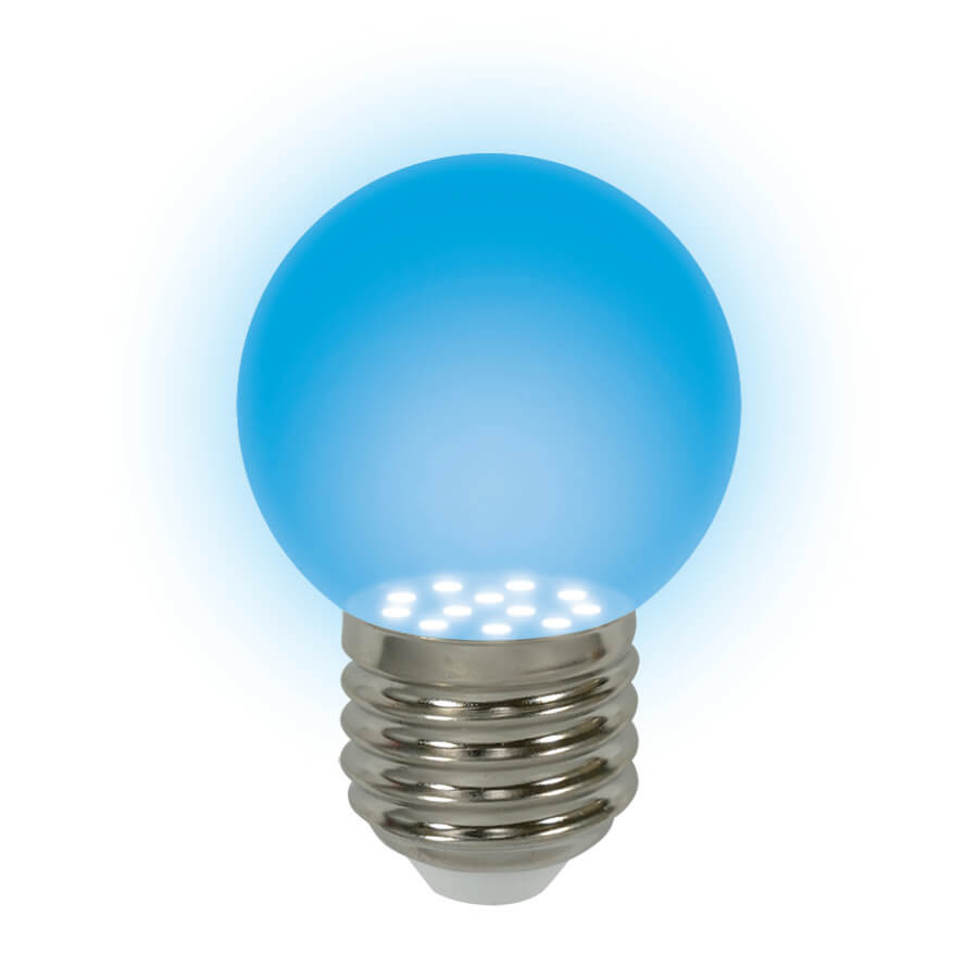 

Лампочка Uniel, LED-G45-0,65W/BLUE/E27 LED-G45 (Синий свет)