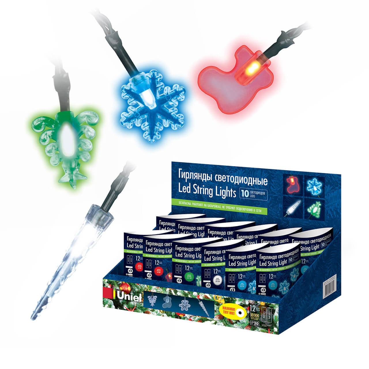 

Светодиодная гирлянда Uniel Шарики AA разноцветный ULD-S0100-010/SGB MULTI IP20 XMAS SET 2AA 09130, ULD-S0100-010/SGB MULTI IP20 XMAS SET 2AA Гирлянды 220В ()