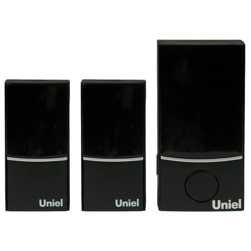 

Звонок Uniel, Черный, UDB-090W-R1T2-32S-100M-BL Звонок 220В, 2 кноп.
