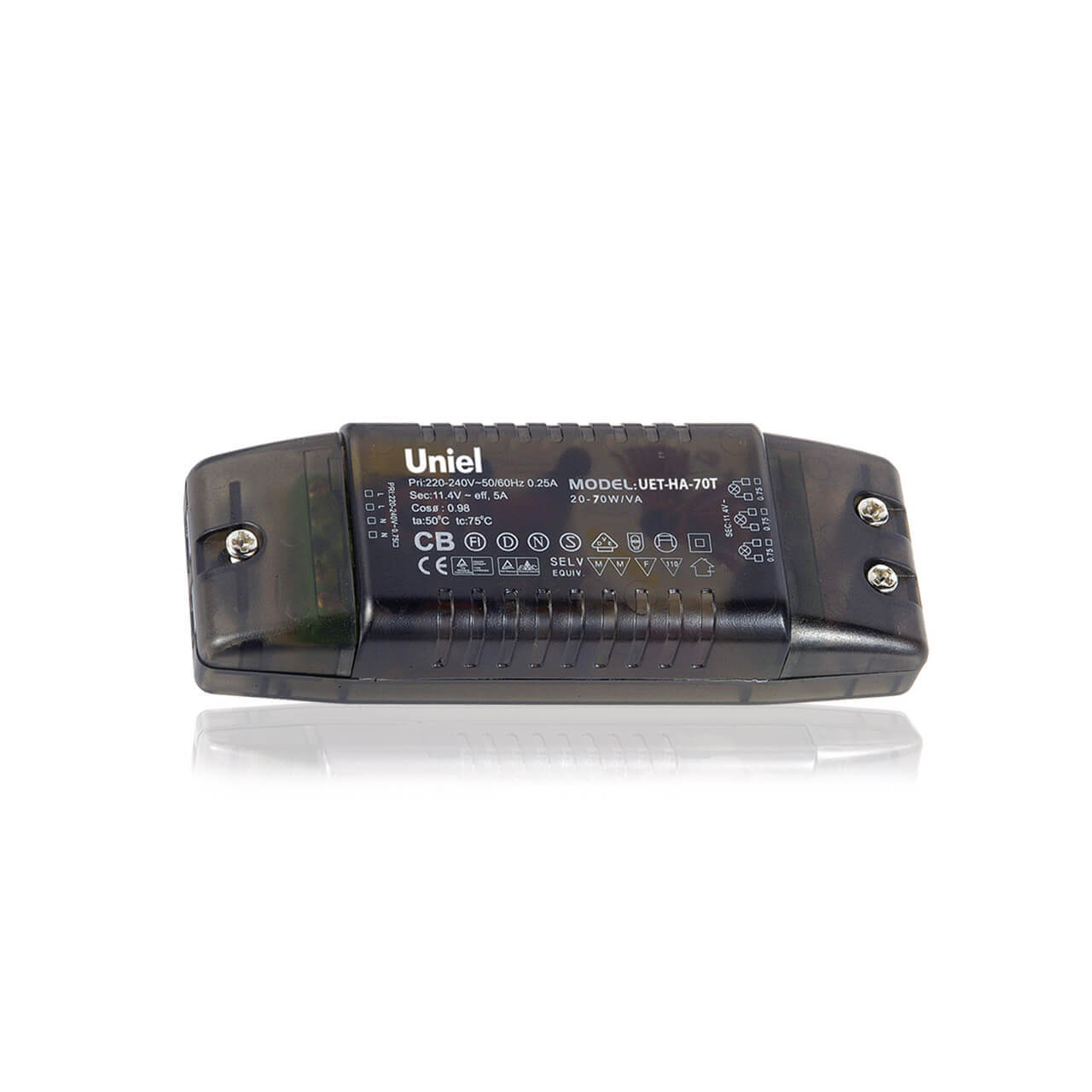 

Трансформатор Uniel 11,4V 70W 5A UET-HA-70T 01968, Черный, UET-HA-70T UET-HA