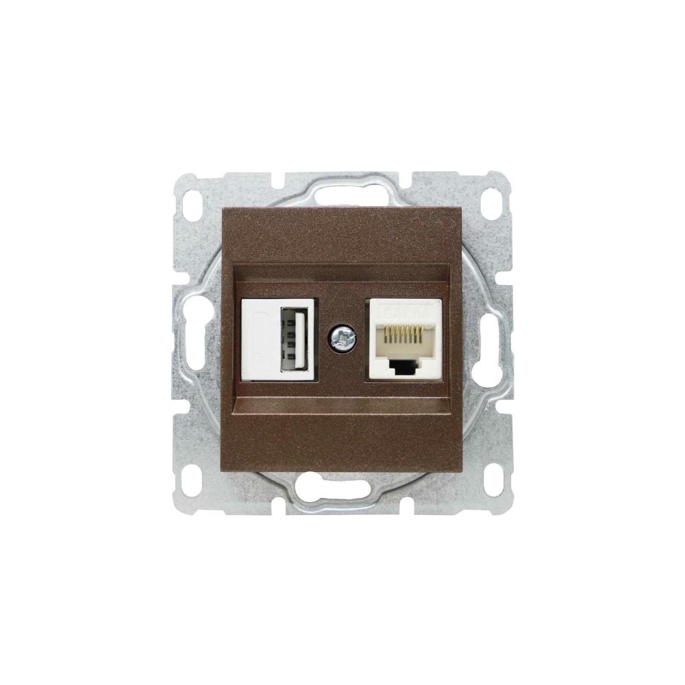

Розетка LAN/USB Vesta-Electric Exclusive Champagne Metallic шампань FRZ00050502BSH, FRZ00050502BSH Champagne Metallic