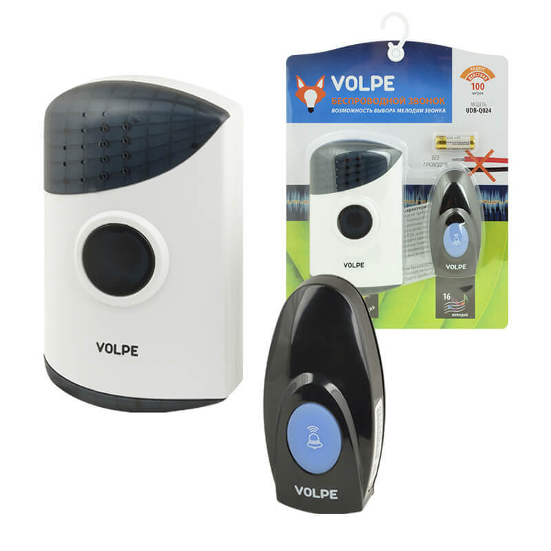 Звонки Звонок беспроводной Volpe UDB-Q024 W-R1T1-16S-100M-WH UL-00002400