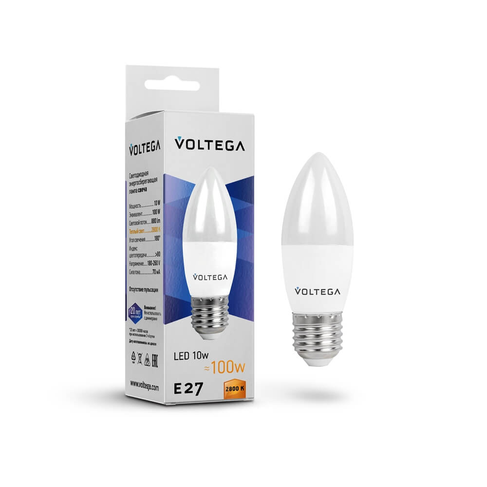 

Лампа светодиодная Voltega E27 10W 2800K матовая 8451, Белый, 8451 LED Yusing new